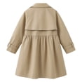 thumbnail image 4 of lnmuld Girls Lapel Double Breasted Ruched Waist Trench Coat Mid Length Outerwear Khaki,2-3 Years, 4 of 5