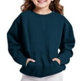 thumbnail image 3 of Spazoro Toddler Girls Swearshirts, Fall Winter with Pockets Solid Color Crew Neck Casual Pullover Tops for Girls Blue Size 11 T, 3 of 6