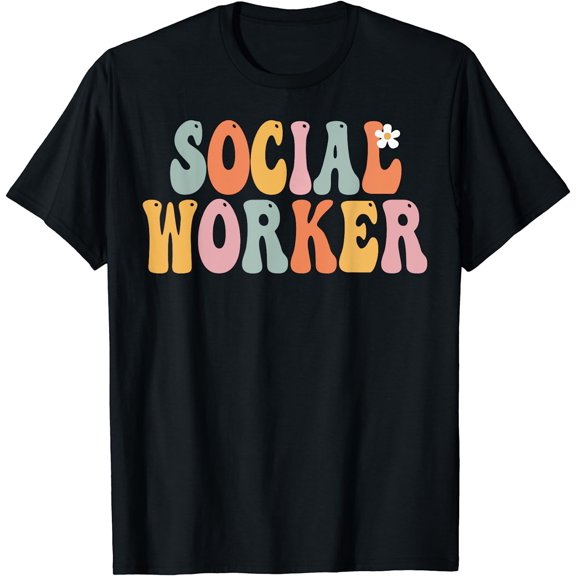 Social Worker Retro Groovy Vintage Happy First Day Of School T-Shirt