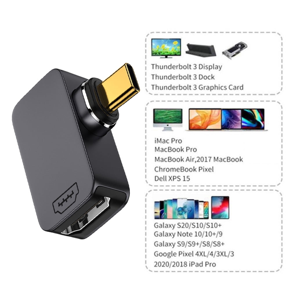 JSER Magnetic Angled Type USB-C Type C to HDMI HDTV Monitor Converter Adapter 4K 2K 60hz for Tablet & Phone & Laptop