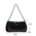 thumbnail image 4 of Bolso retro plisado de PU para mujer, bolso de cadena gruesa de color sólido (negro), 4 of 7