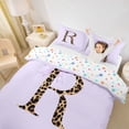thumbnail image 2 of Manfei Old Fashion Letter R Monogrammed Duvet Cover Set for Kids Teens,Vintage Leopard Print Initial Bow Bedding Full for Girls Women,Luxury Bedroom Decor,3-Piece,No Comforter, 2 of 6