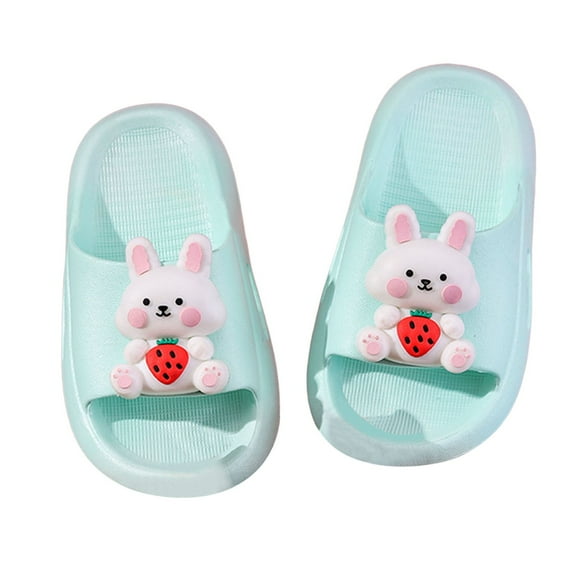Toddler Girls Slippers Soft Eva Indoor Outdoor Casual Slip On Shoes With Strawberry Bunny Print Lightweight for Kids Size 2.5-3T