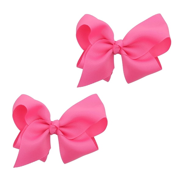 3 Inch Grosgrain Bow for Little Girls- Set of 2 (White)