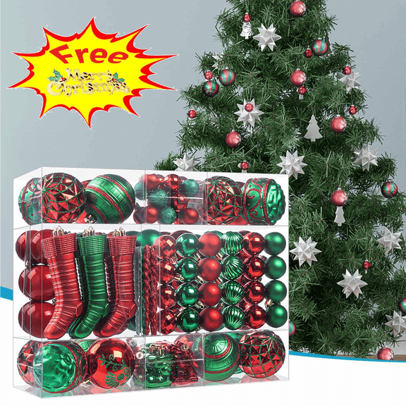 Suncoda 150Pcs Christmas Balls Ornaments Set, Electroplated Christmas Shatterproof Ball with Strings for Xmas Tree, Holiday, Wedding, Party, Christmas Decorations Outdoor/Indoor (Free Pendant)