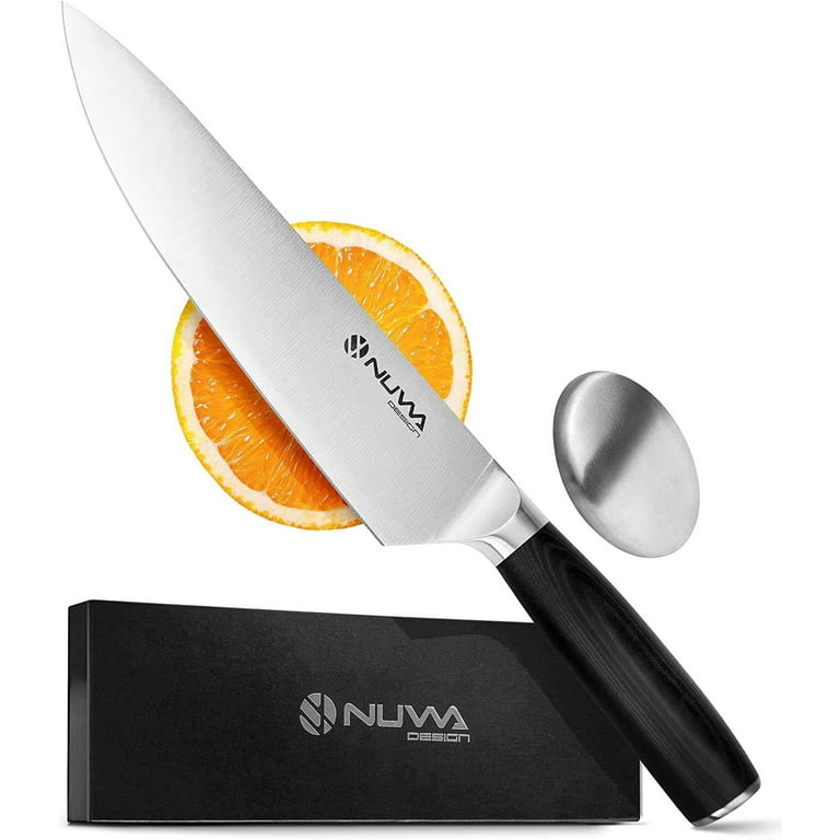 Super Sharp Professional 8 inch Kitchen Chef Knife High German Carbon Stainless Steel Blade with Hand Deodorizer, Silver