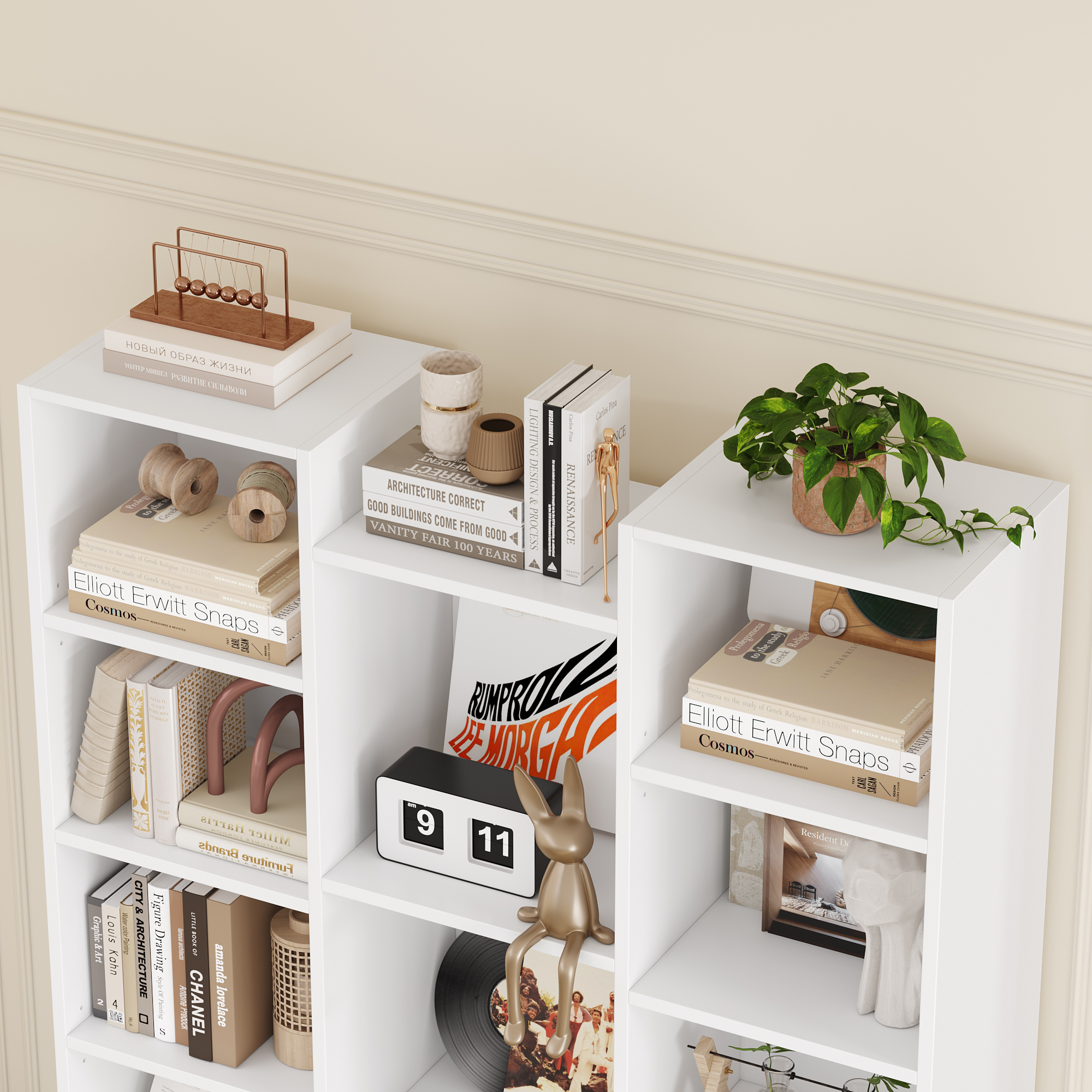 Homfa 21-Cube Bookcase, 71 in, White photo 4