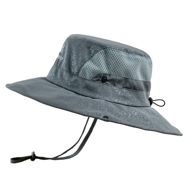 nsendm Male Hat Adult Black Bucket Hat Men Men Mountaineering Fishing Solid  Color Hood Rope Outdoor Shade Foldable Casual Men's Hat(Dark Gray, One