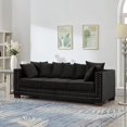 thumbnail image 2 of Modern Design Living Room Sofa Square Armrest with Silver Nails Decoration Upholstered Velvet Couch Apricot (Black), 2 of 11