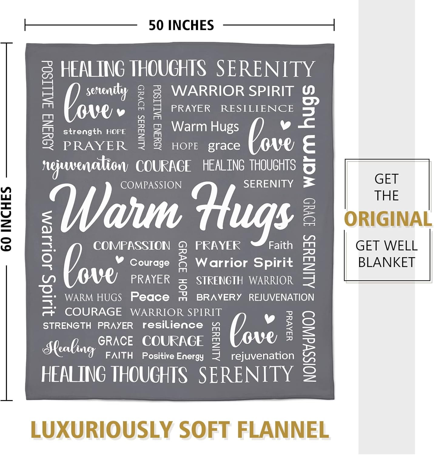 Warm Hugs Healing Blanket - Breast Cancer Gifts for Women, Get Well Soon, Feel Better Gifts for Women Patient, Think of You, Sympathy Gift for Friend Sister, Soft Comfort Throw Blankets 50" x 60"