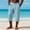 #432-Blue, variant on Mens Linen Cropped Pants Elastic Waist Solid Breathable Calf Length Trousers with Pockets for Beach Gift