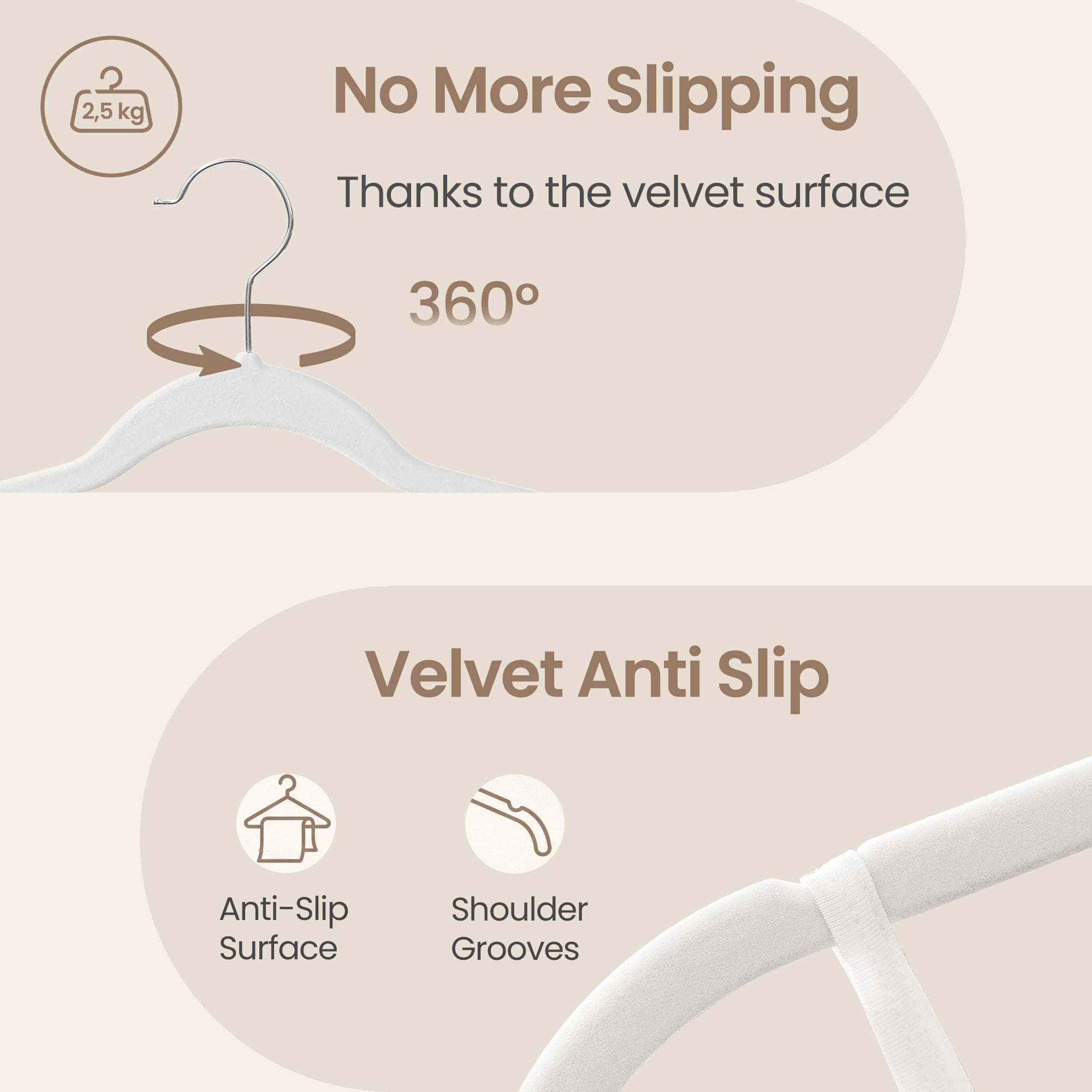 Ledrem 30-pack Adjustable Velvet Hangers, Skirt & Pants Hangers with Movable Clips, White