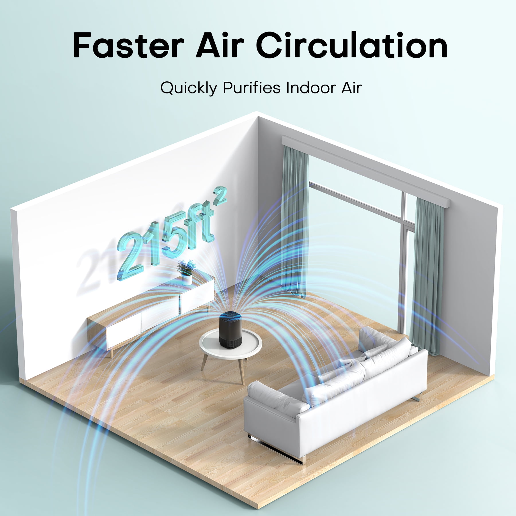 Breezome Air Purifier for Home, HEPA Filter Air Cleaner with Sleep Mode & Aromatherapy, Perfect for Pet Dander, Dust, Odor, Bedroom, Office, Black