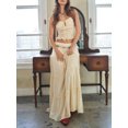 thumbnail image 3 of Elippeo Women's 2 Piece Skirts Outfits Solid Color Ruched Tie-Up Front Sleeveless Cami Tops Long Skirts Clothes Set, 3 of 7