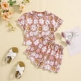 thumbnail image 2 of ZQUUVOU Toddler Girls' Casual Short Sleeve Round Neck Flare Shirt And Shorts Sets A-Red, 2 of 9