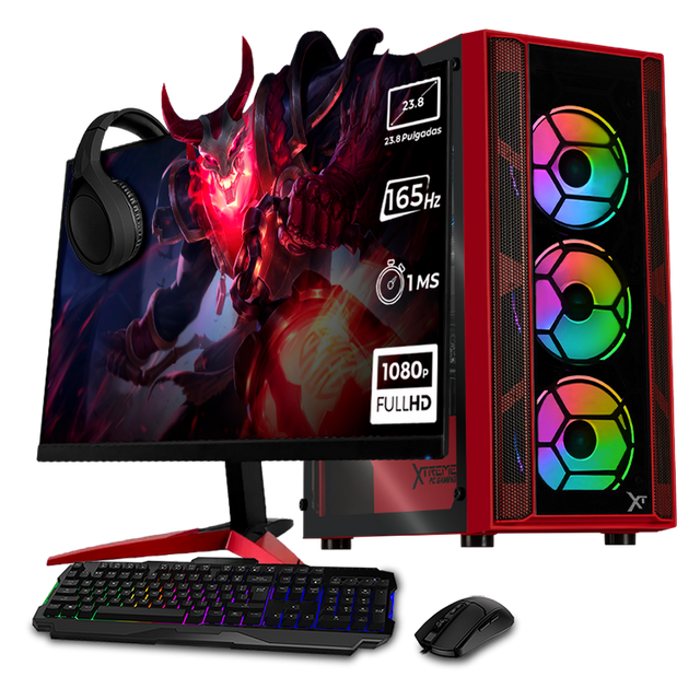 PC Gamer Completa Xtreme PC Gaming NVIDIA GeForce RTX 5060 Ti Intel Core i9 12900F 32GB SSD 1TB Monitor 23.8 165Hz WIFI W11 Red gaming competitivo y streaming