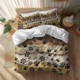 thumbnail image 2 of Animal Paw Print Twin Size Comforter Set, Dog Claws Pattern Brown Wooden Striped Bedding for All Seasons, 4 Pcs Bed Set, 1 Quiltcover (68"x86") ,1Sheet(67"x116"), 2Pillowcases (30"x20"), 2 of 11