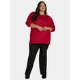 thumbnail image 2 of Terra & Sky Women’s Plus Mixed Rib Crewneck Sweater, Lightweight, Sizes 0X-5X, 2 of 5