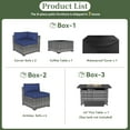 thumbnail image 6 of Aoxun 8 Piece Patio Furniture Set with 44” Fire Pit Table Wicker Rattan Outdoor Sectional Sofa Set with Coffee Table and 4” Thickened Cushions, Blue (Waterproof Cover Included), 6 of 6