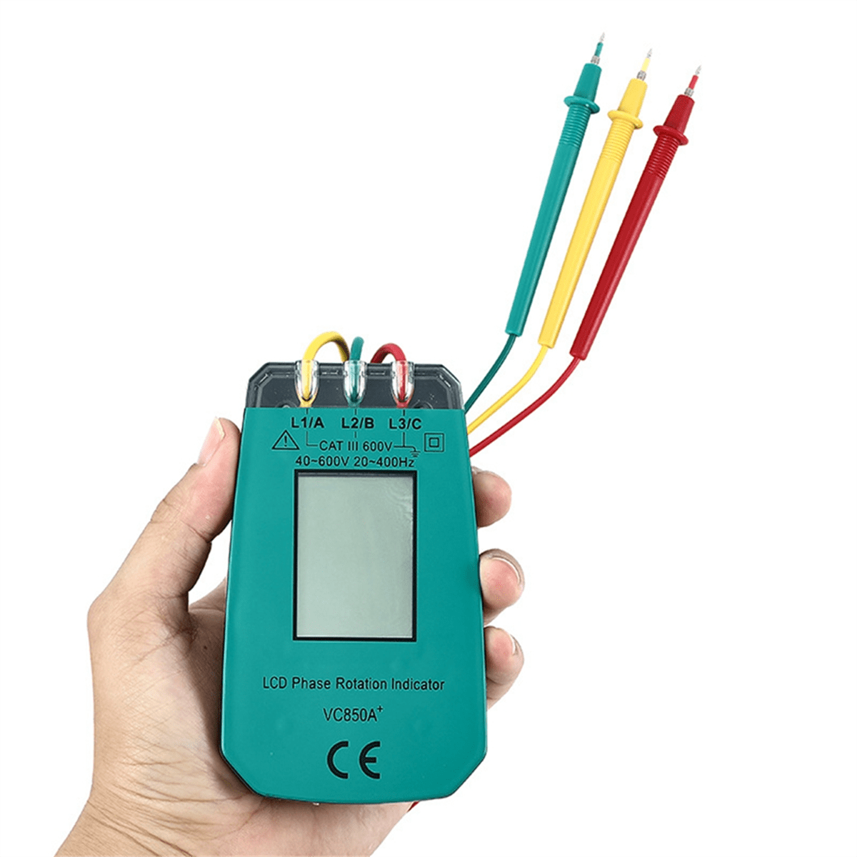 3 Phase Tester Digital Phase Indicator Detector LED Phase Sequence Meter Voltage Tester 40V-600V AC