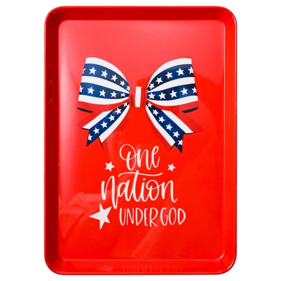 Cook with Color Melamine Serving Tray, Lightweight Plastic Tray for Serving Food and Drinks, One Nation Under God