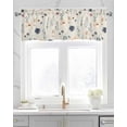 thumbnail image 2 of Spring Floral Linen Curtain Valance for Bedroom/Bathroom/Kitchen/Office/Living/Dining Room Window,Watercolor Botanical Summer Flowers Rustic Rod Pocket Topper Decorative Cafe Drapes Panel 60"x18", 2 of 6