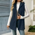 thumbnail image 2 of Mohiass Sherpa Vests Womens Long Fleece Lined Hooded Jackets Button Down Sleevelesss Sweater Vests Fall Winter Outerwear Navy M, 2 of 6