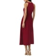 thumbnail image 3 of INSPIRE CHIC Women's Halter Neck Dresses Sleeveless Formal Cocktail Midi Dress L Wine Red, 3 of 6