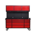 thumbnail image 1 of GABINETE DE ACERO INOXIDABLE COLOR ROJO 15 CAJONES Y 3 GABINETES SUPERIORES THOR KITCHEN HTC7218PCR, 1 of 9