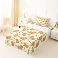thumbnail image 5 of Manfei Lovely Capybara Twin Sheets,Pretty Floral Bedding,Yellow,3 Pieces,1 Fitted Sheet and 1 Pillowcase, 5 of 6