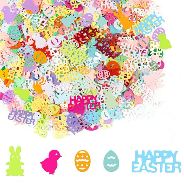 Huevos de confeti de Pascua | Dispersión de mesa de papel de aluminio con purpurina en forma de huevo de gallina para manualidades de artes de bricolaje | Decoraciones de fiesta brillantes de PVC