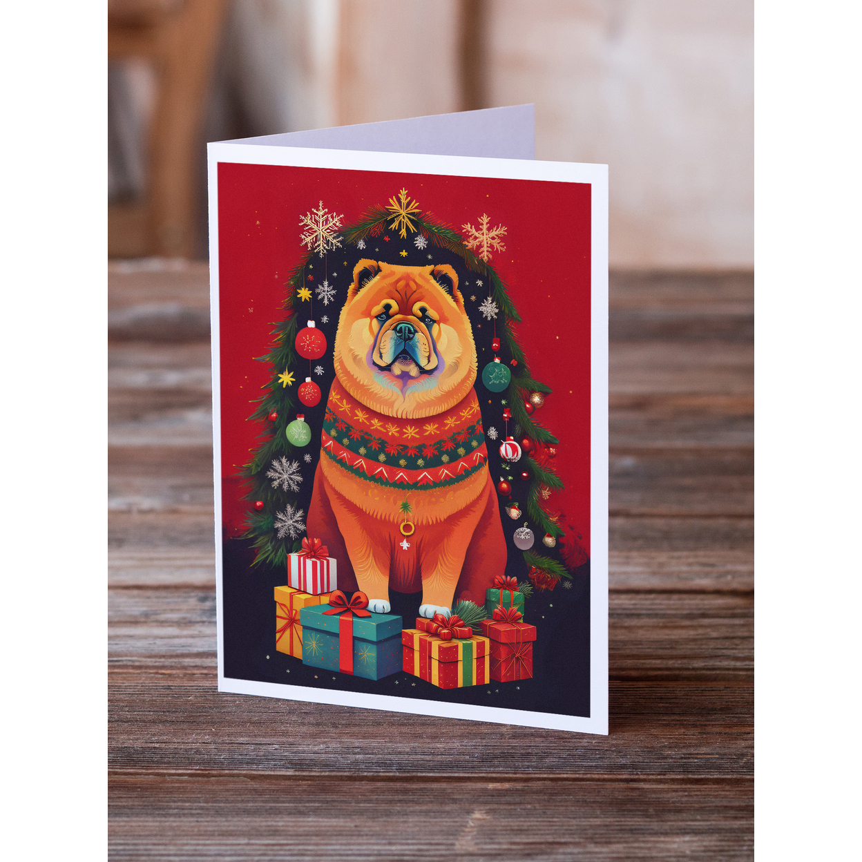 Chow Chow Holiday Christmas Greeting Cards Pack of 8 7 in x 5 in