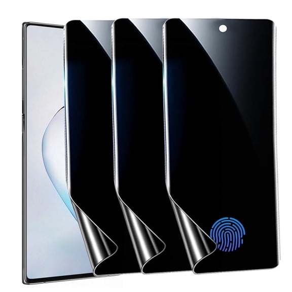 [3 Pack] Privacy Screen Protector for Samsung Galaxy Note 10 Plus,Supports Fingerprint Unlock, Anti-Spy Flexible TPU Screen Protector for Samsung Note 10 Plus 6.8-Inch