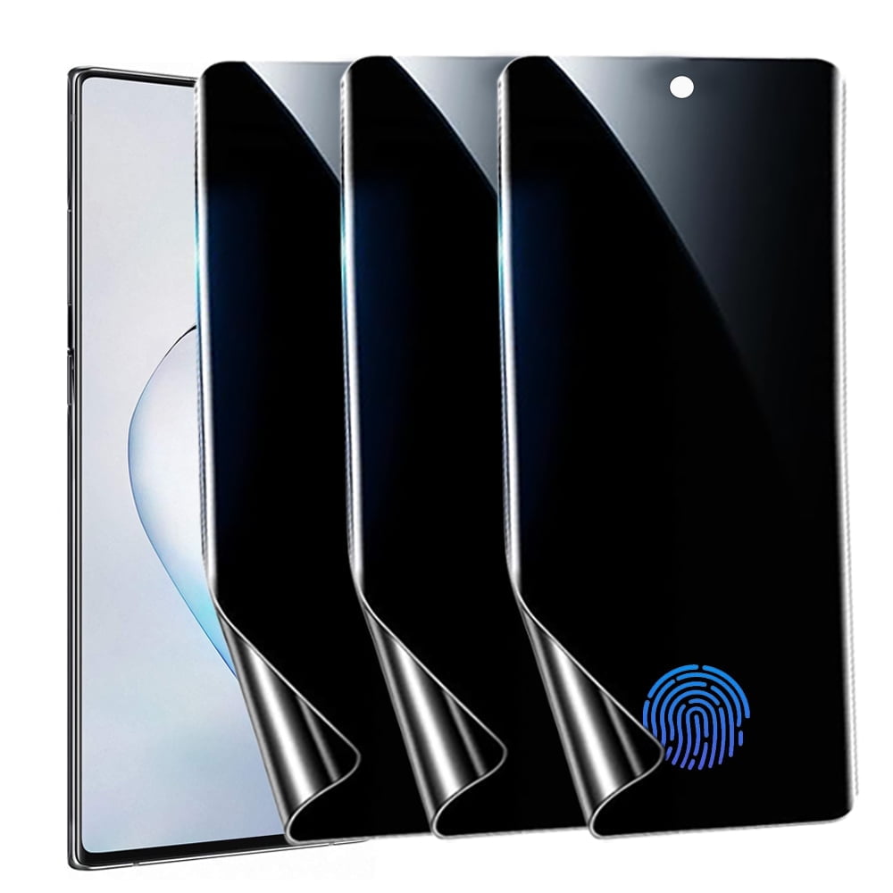 [3 Pack] Privacy Screen Protector for Samsung Galaxy Note 10 Plus,Supports Fingerprint Unlock, Anti-Spy Flexible TPU Screen Protector for Samsung Note 10 Plus 6.8-Inch