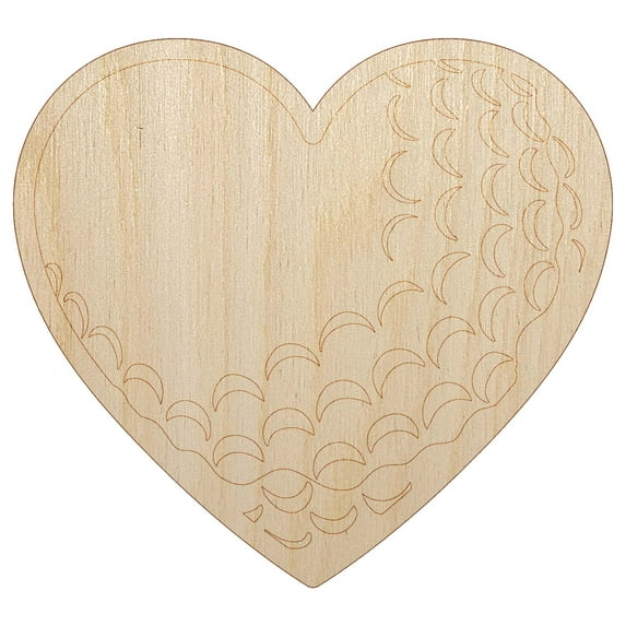 Heart Shaped Golf Ball Sports Wood Shape Unfinished Piece Cutout Craft DIY Projects - 4.70 Inch Size - 1/8 Inch Thick