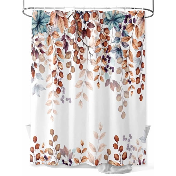 Shower Curtain Fall Leaf Orange Yellow Shower Curtains for Bathroom, Waterproof Polyester Shower Curtain Set with Hooks, Extra Long 72" x 96" Eucalyptus Leaves