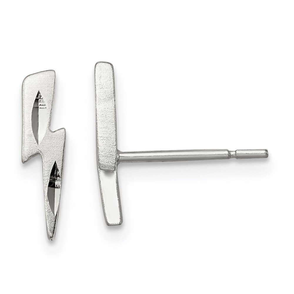 Auriga Fine Jewelry 925 Sterling Silver Lightning Bolt Stud Earrings for Women (L- 12mm, W- 3mm)