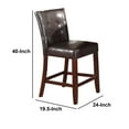 thumbnail image 3 of Leather Upholstered Wooden Counter Height Chair, Brown, Set Of 2, 3 of 4