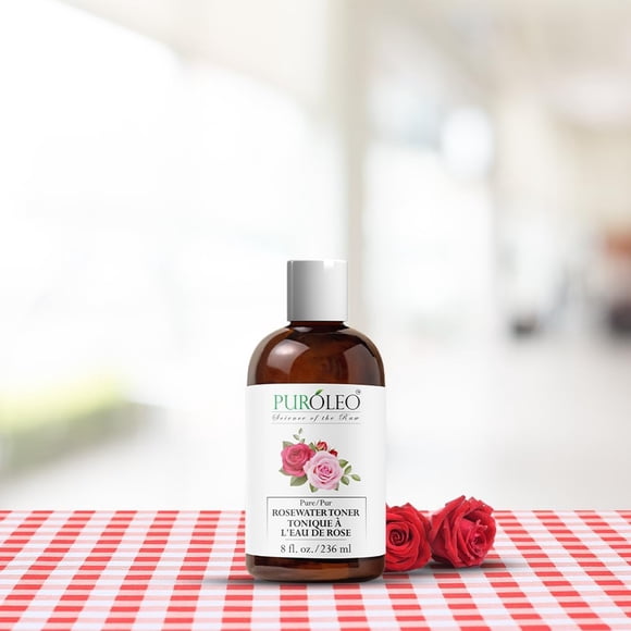 PUROLEO Eau de Rose 8 Fl Oz/236 ml (Emballé au Canada) Vaporisateur Fixateur et Tonifiant de Soins de la Peau 100 % Pur et Naturel - Soins Personnels Haut de Gamme et Luxueux avec Eau de Rose pour le Visage, Vaporisateur Fixateur de Maquillage