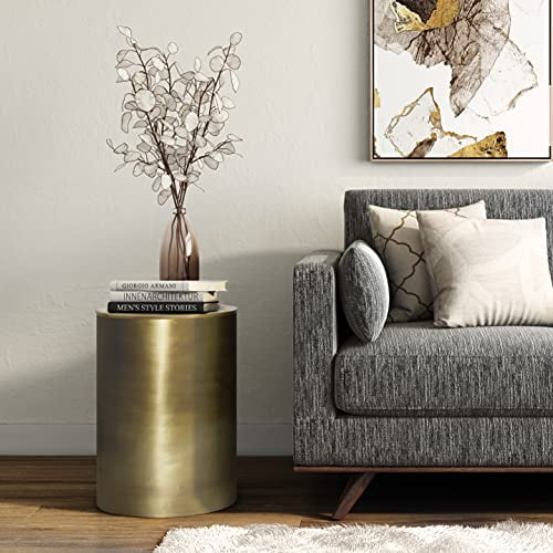 SIMPLIHOME Corbin Contemporary 16 inch Wide Metal Metal Side Table in Antique Gold , Fully Assembled, End, Bedside Table and Nightstand, for the Living Room and Bedroom