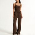 thumbnail image 5 of Stamzod Summer Jumpsuits for Women 2026 Trendy Fashion Halter Sleeveless Wide Leg Jumpsuit Loose Casual Black Romper with Pocket Beach Vacation Clothes Brown M, 5 of 7