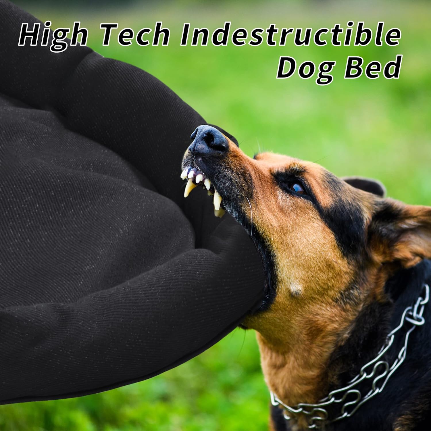 Indestructible Chew Proof Dog Bed for Aggressive Chewers,Round Durable Pee Proof Tough Pet Bed for Large Dog,Black (20"x24"x5")