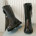 thumbnail image 6 of newwalpole Girls Lace Up Boots, Knee High Zipper Low Heel PU Fall Winter Shoes Black for Size 13, 6 of 9