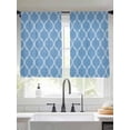 thumbnail image 2 of Blue Morocco Sheer Curtains 54 Inch Length 2 Panels Set, Moroccan Abstract Geometric Quatrefoil Plaid Voile Window Treatment Rod Pocket Short Kitchen Curtains Drapes for Bedroom 52"x54"x2, 2 of 7