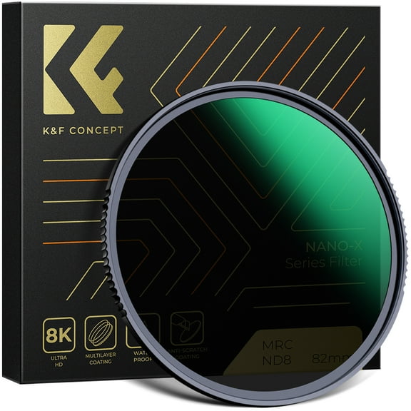 K&F Concept 52mm ND8 (3-Stop Fixed Neutral Density Filter) ND Lens Filter, 28 Multi-Layer Coatings HD Hydrophobic Ultra Slim Nano-X Series Filter for Camera Lens