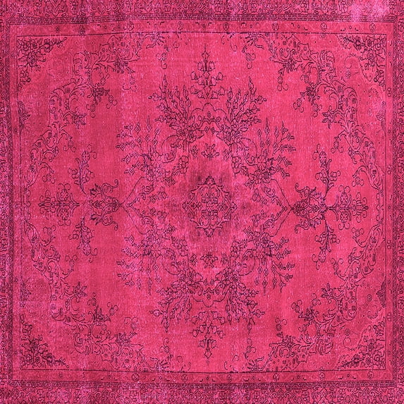 Ahgly Company Indoor Square Oriental Pink Industrial Area Rugs, 3' Square