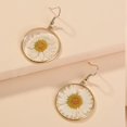 thumbnail image 3 of Pendientes de poste de plata de flor prensada para mujer Hipoalergénico Flor de margarita Resina Círculo redondo Cuelga Pendientes de gota Joyería de moda para mujeres Niñas kaili Sencillez, 3 of 4
