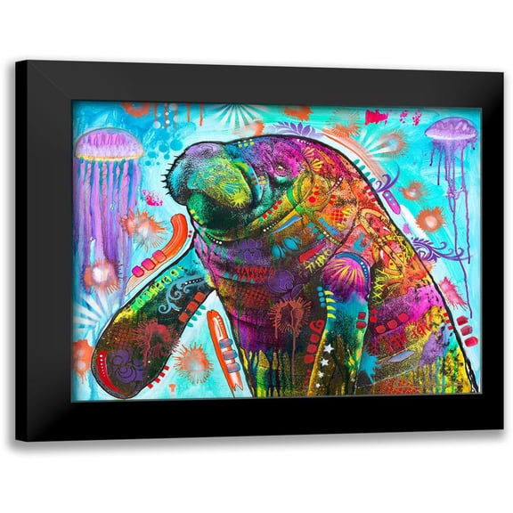 Dean Russo Collection 14x12 Black Modern Framed Museum Art Print Titled - Manatee