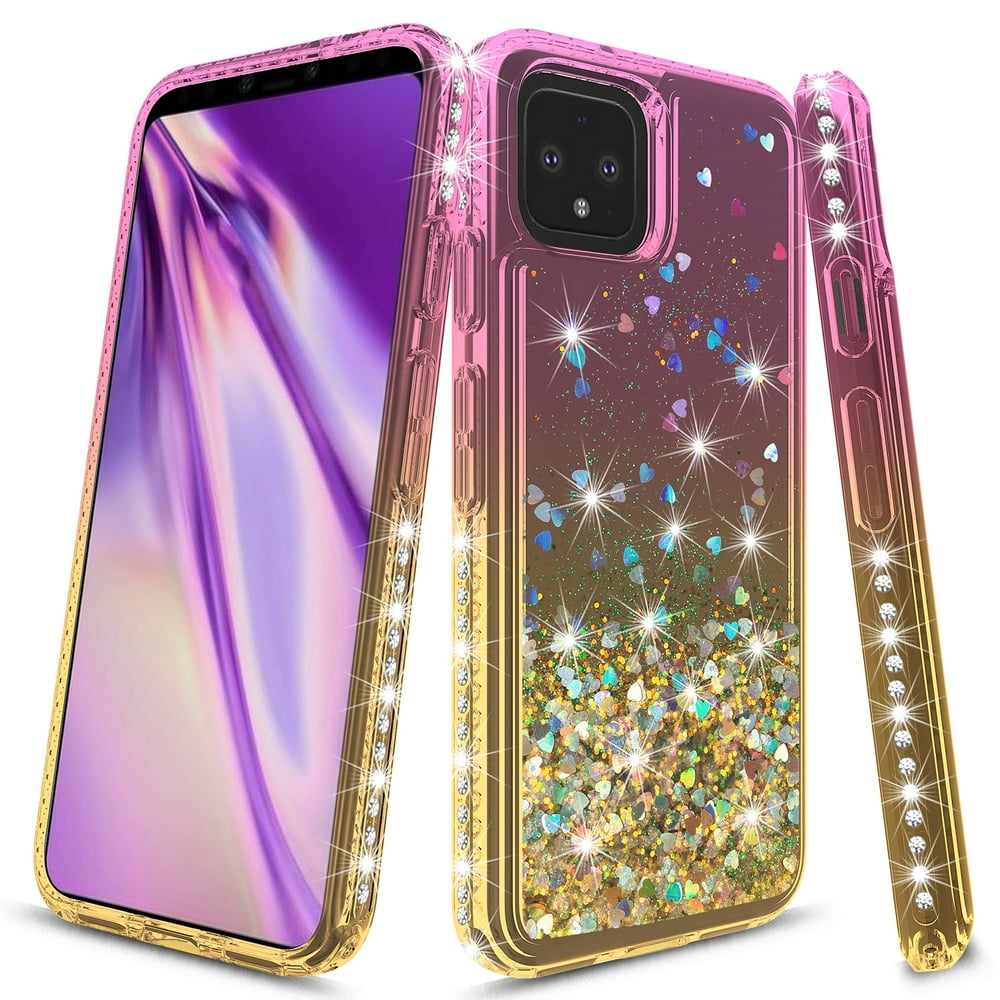 Google Pixel 4 XL Case, Kaesar Rhinestone Quicksand Flowing Liquid