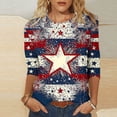 thumbnail image 5 of lcziwo Celebration Shirts for Women Plus Size Cotton Patriotic Lightweight Tee Top Independence Day Graphic Casual Round Neck T Shirt Blue XXXXL, 5 of 8